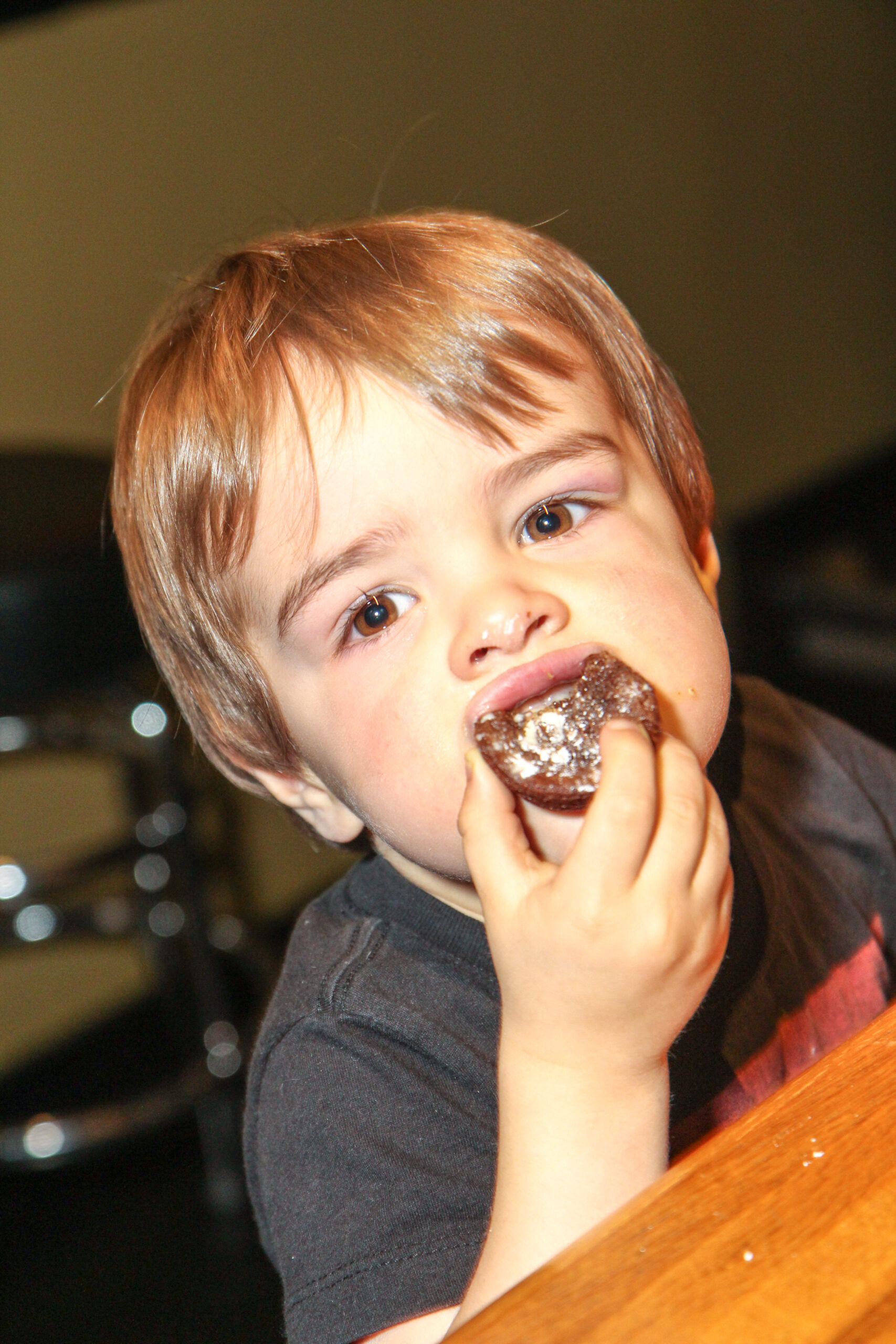 Shay and a Brownie A child enjoying a Grateful Plate brownie
